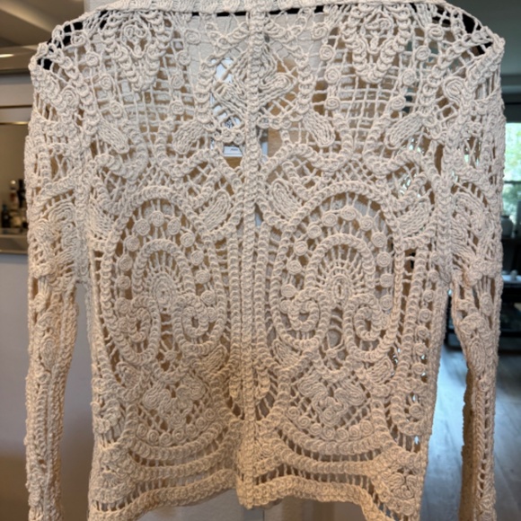 AZ BOHO CROCHET SWEATER BUTTONDOWN 0/S - Picture 3 of 3